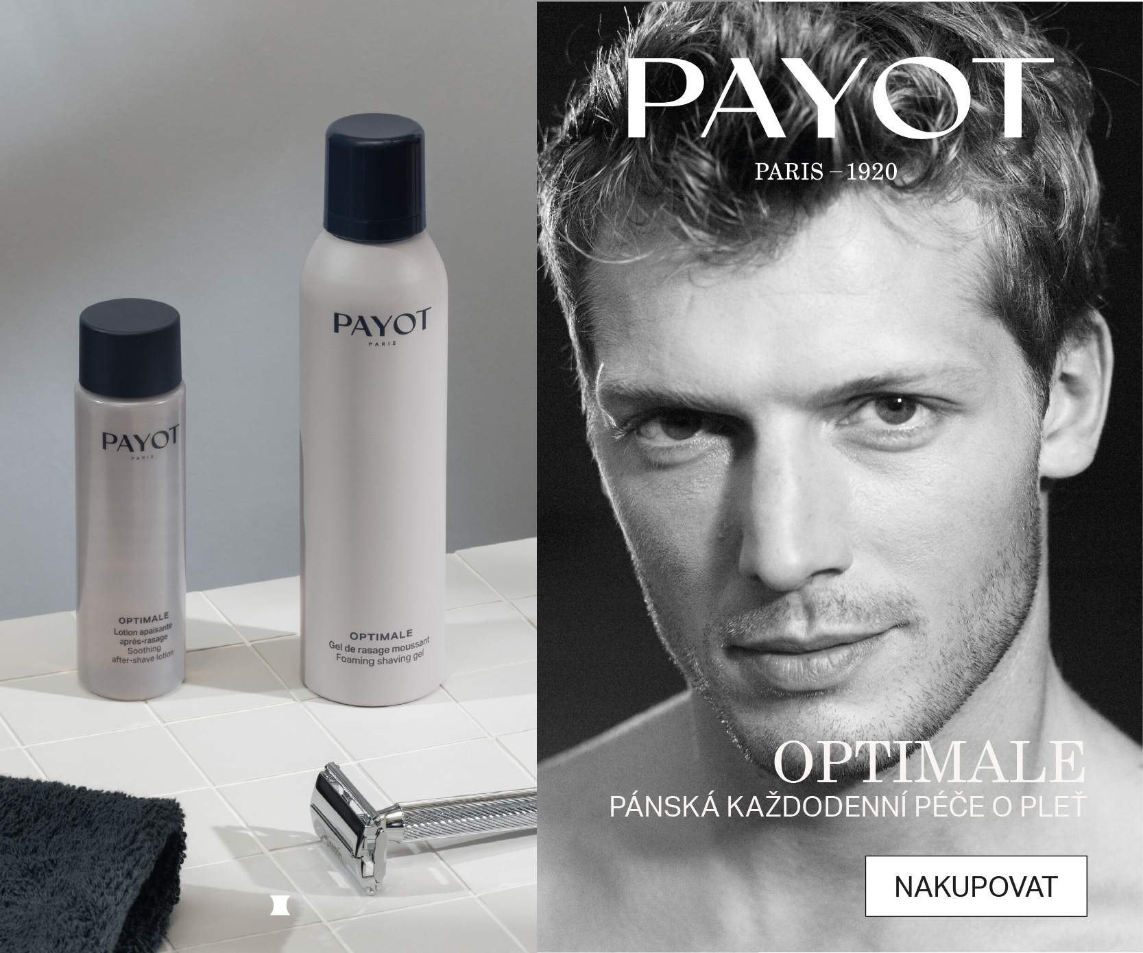 Pánská kosmetika PAYOT Optimale, čisticí a pečující produkty pro každodenní péči o pleť.